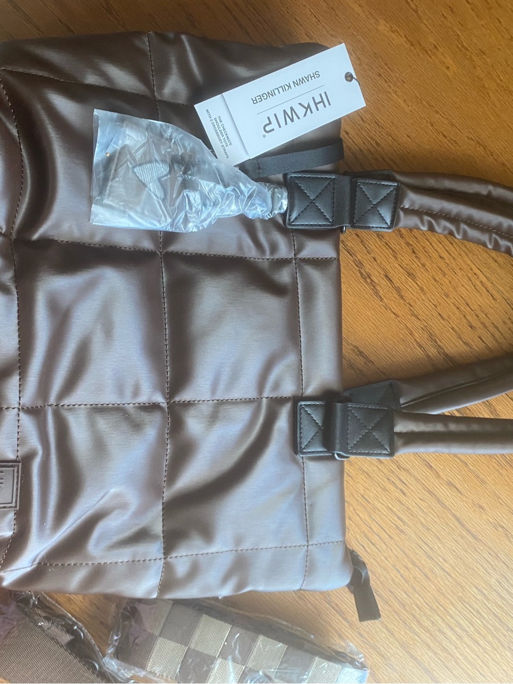 IHKWIP Quilted Brown Crossbody Tote - Picture 4 of 5